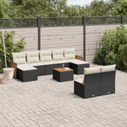 Loungeset 10-delig poly rattan zwart