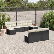 Loungeset 10-delig poly rattan zwart