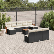 Loungeset 11-delig poly rattan zwart