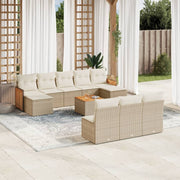 Tuinset poly rattan 11-delig beige met kussens