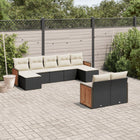 9-Delige Loungeset Met Kussens Poly Rattan Zwart