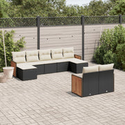 Loungeset 9-delig poly rattan zwart