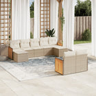 9-piece Lounge Set with Cushions Poly Rattan Beige