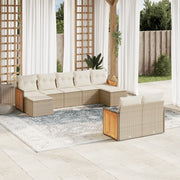 Loungeset 9-delig poly rattan beige