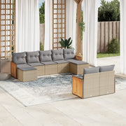 Loungeset 9-delig poly rattan beige