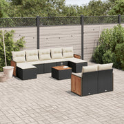 Loungeset 10-delig poly rattan zwart