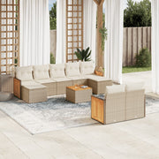 Loungeset 10-delig poly rattan beige