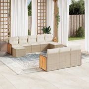 Loungeset 10-delig poly rattan beige