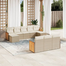 10-Delige Loungeset Met Kussens Poly Rattan Beige