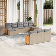 Loungeset 10-delig poly rattan beige