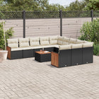 12-piece lounge set with cushions poly rattan black
