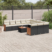 Loungeset 12-delig poly rattan zwart