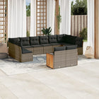12-piece lounge set with cushions poly rattan grey