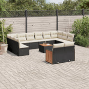 Loungeset 13-delig poly rattan zwart