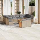 13-Delige Loungeset Met Kussens Poly Rattan Beige