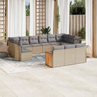 13-Delige Loungeset Met Kussens Poly Rattan Beige