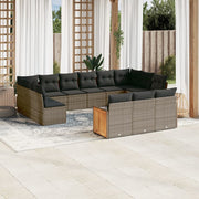 Loungeset 13-delig poly rattan grijs