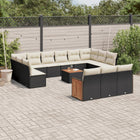 14-piece Lounge Set with Cushions, Polyrattan Black