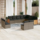 12-piece lounge set with cushions poly rattan grey