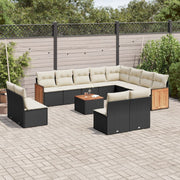 Loungeset 13-delig poly rattan zwart