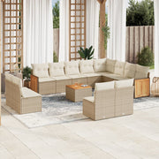 Loungeset 13-delig poly rattan beige