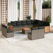 Loungeset 13-delig poly rattan grijs