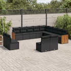 13-Delige Loungeset Met Kussens Poly Rattan Zwart