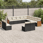Loungeset 13-delig poly rattan zwart