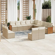Loungeset 13-delig poly rattan beige
