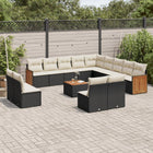 14-piece Lounge Set with Cushions, Polyrattan Black