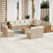Loungeset 14-delig poly rattan beige