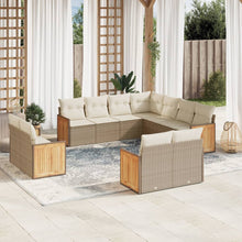11-Delige Tuinset Met Kussens Poly Rattan Beige