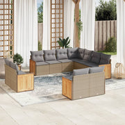 Tuinset 11-delig poly rattan beige met kussens