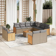 Loungeset 12-delig poly rattan beige