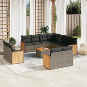 Loungeset 12-delig poly rattan grijs