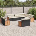 12-piece lounge set with cushions poly rattan black