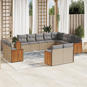 Loungeset 12-delig poly rattan beige