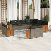 Loungeset 12-delig poly rattan grijs