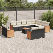 Loungeset 13-delig poly rattan zwart