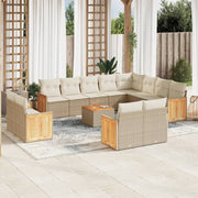 Loungeset 13-delig poly rattan beige