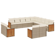 13-Delige Loungeset Met Kussens Poly Rattan Beige