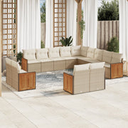 Loungeset 13-delig poly rattan beige