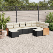 Loungeset 9-delig poly rattan zwart