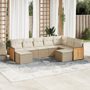 Loungeset 9-delig poly rattan beige
