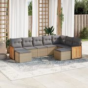 Loungeset 9-delig poly rattan beige