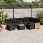 10-Delige Loungeset Met Kussens Poly Rattan Zwart