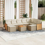 Loungeset 10-delig poly rattan beige