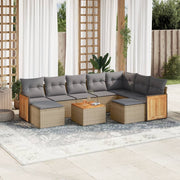 Loungeset 10-delig poly rattan beige