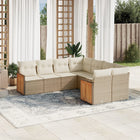 8-Delige Loungeset Met Kussens Poly Rattan Beige