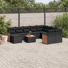 11-Delige Loungeset Met Kussens Poly Rattan Zwart